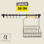 Sepetli 6 Kancalı Ferforje Metal Çok Amaçlı Kahve Köşesi, Mutfak, Banyo Dekor Kupa, Fincan Askısı