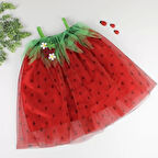 2-3-4 Yaş Askılı Çilek Kostüm Kız Çocuk Elbise Kırmızı