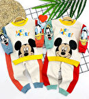 9-12-18-24 Ay Mickey Ve Arkadaşları Desenli Uzun Kollu Sweat 2li Kız Erkek Bebek Takımı Yeşil