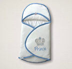 Yenidoğan Prince Nakışlı Çizgi Efektli Kız Bebek Klasik Kundak Bebek Battaniyesi Ekru