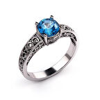 Vintage Topaz Taşlı Gümüş Yüzük – Elvara