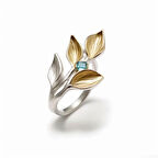 Topaz Taşlı Yaprak Desenli Gümüş Yüzük – Florenelle