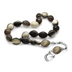 925 Ayar Gümüş Püsküllü Arpa Kesim Bufalo Boynuzu Efe Tesbihi