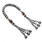 Küre Kesim Eskitme Renk Kırmızı Zirkon Taşlı 1000 Ayar Gümüş Zaza-Kazaz Tesbih