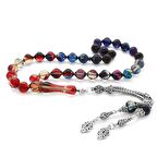 925 Ayar Gümüş Püsküllü İstanbul Kesim Süzme Bonibon Ateş Kehribar Tesbih