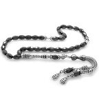 Kararmaz Metal Püsküllü Arpa Kesim Faset Hematit Doğaltaş Tesbih