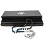 Kararmaz Metal Ayyıldız Püsküllü İstanbul Kesim Süzme Turkuaz-Siyah Ateş Kehribar Tesbih