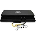 Kararmaz Metal Ayyıldız Püsküllü Küre Kesim Süzme Siyah-Beyaz Ateş Kehribar Tesbih