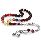 Kararmaz Metal Püsküllü Küre Kesim Bilek Boy Süzme Bonibon Ateş Kehribar Tesbih