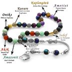 Kararmaz Metal Püsküllü Küre Kesim Çoklu Doğaltaş Kombinli Başarı Tesbihi