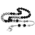 Kararmaz Metal Püsküllü Küre Kesim İsim Yazılı Oniks Doğaltaş Tesbih