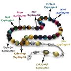 925 Ayar Gümüş Püsküllü Küre Kesim Çoklu Kaplangözü Doğaltaş Kombinli Enerji Tesbihi