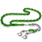 Kararmaz Metal Ayyıldız Püsküllü Arpa Kesim Yeşil Ateş Kehribar Tesbih