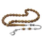 Kararmaz Metal Ayyıldız Püsküllü Tombul Kapsül Kesim Kahverengi Kuka Tesbih