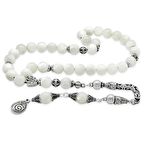 Koleksiyonluk 925 Ayar Gümüş Püsküllü Küre Kesim Sedef Doğaltaş Tesbih