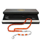 Kararmaz Metal Püsküllü Kesme Kesim Kırmızı Ateş Kehribar Tesbih