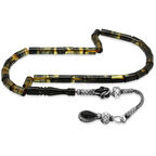 1000 Ayar Gümüş Kazaz Püsküllü Kesme Kesim Siyah-Beyaz Ateş Kehribar Tesbih