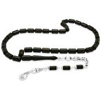 925 Ayar Gümüş Kral Zincir Püsküllü Kapsül Kesim Abanoz Ağacı Tesbih