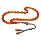 1000 Ayar Gümüş Kazaz Püsküllü Her Bir Tanesi Usta işçilikli Kapsül Kesim Papaya Rengi Katalin Tesbih