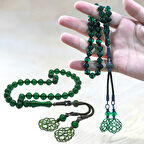 1000 Ayar Gümüş Özel Kazaz Püsküllü İstanbul Kesim Yeşil Ateş Kehribar Tesbih