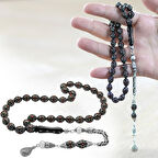 925 Ayar Gümüş Kral Zincir Püsküllü Gümüş Mercan İşlemeli Arpa Kesim Erzurum Oltu Taşı Tesbih