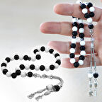 Kararmaz Metal Kişiye Özel Harf Püsküllü Küre Kesim Siyah Beyaz Jade Ayyıldız Oniks Doğaltaş Taraftar Tesbih