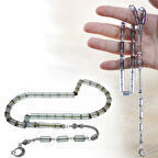 Kararmaz Metal Püsküllü Kesme Kesim Su Mavisi Ateş Kehribar Tesbih