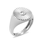 Zirkon Taşlı Papatya Tasarım Silver Renk Free Size 925 Ayar Gümüş Kadın Tektaş Yüzük