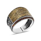 Mikro Kırmızı Zirkon Taş Mıhlamalı Kişiye Özel İsim Yazılı 925 Ayar Gümüş Erkek