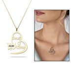 Kişiye Özel İsim/Tarih Yazılı Gold Renk 925 Ayar Gümüş Kelebek-Kalp Kolye