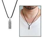 Tarz Tasarım İp Zincirli 925 Ayar Gümüş Erkek Cevşen Kolye