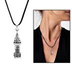 Galata Kulesi Tasarım Zarif İp Zincirli 925 Ayar Gümüş Kadın Cevşen Kolye