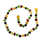 Yeşil Kırmızı Renk Natural Form Doğal Damla Kehribar Taşlı Bebek Diş Kolyesi