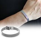 Uzunluk Ayarlı Silver Renk Çelik Erkek Hasır Bileklik