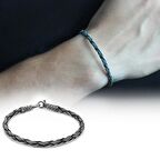 El İşçiliği Örgü Tasarım Oval Form 1000 Ayar Gümüş Kazaz Erkek Bileklik