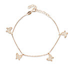 Beyaz Zirkon Taşlı Rose Renk Kelebek Tasarım 925 Ayar Gümüş Kadın Bileklik