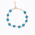 Rose Renk Nazar Boncuğu Detaylı 925 Ayar Gümüş Kadın Bileklik