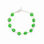 Nazar Boncuğu Detaylı Yeşil Mineli Silver Renk 925 Ayar Gümüş Kadın Bileklik