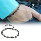 Makrome Örgülü Naturel Kesim Labradorit Doğaltaş Erkek Bileklik