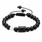 Makrome Örgülü Küre Kesim Aytaşı&Oniks Taşlı İkizler Burcu Doğaltaş Kadın Bileklik