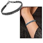 İlmek İlmek El Örgüsü Dört Sıra Geniş Tasarım Şık 1000 Ayar Kazaz Kadın Bileklik