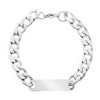 Silver Renk Gurmet Zincirli Modern Tasarım Kişiye Özel İsim/Harf Yazılı Erkek Çelik Bileklik