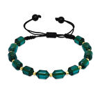 Makrome Örgülü Sarı Dorika Top Süslemeli Turkuaz Ateş Kehribar Kadın Bileklik