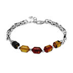 Kararmaz Metal Kral Zincirli Beyaz Dorika Top Süslemeli Bala-Siyah Ateş Kehribar Erkek Bileklik