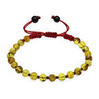 Makrome Örgülü Küre Kesim Sarı Renk Fosilli Doğal Damla Kehribar Kadın Bileklik