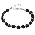 Gümüş Renk Metal Zincirli Dorika Top Süslemeli Amorf Yeşil Yıldız Taşı Doğaltaş Erkek Bileklik