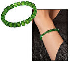 Zümrüt Yeşili Küp Kesim Doğal Damla Kehribar Kadın Bileklik