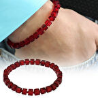 Bayrak Kırmızı Küp Kesim Doğal Damla Kehribar Erkek Bileklik