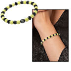 Hematit Doğaltaş Süslemeli Küre Kesim Sarı Beyaz Renk Beyrut Kehribar Kadın Rolex Bileklik