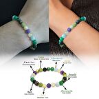 Küre Kesim Çoklu Çoklu Doğaltaş Kombinli Kadın-Erkek Şifa Bilekliği (2li Set)